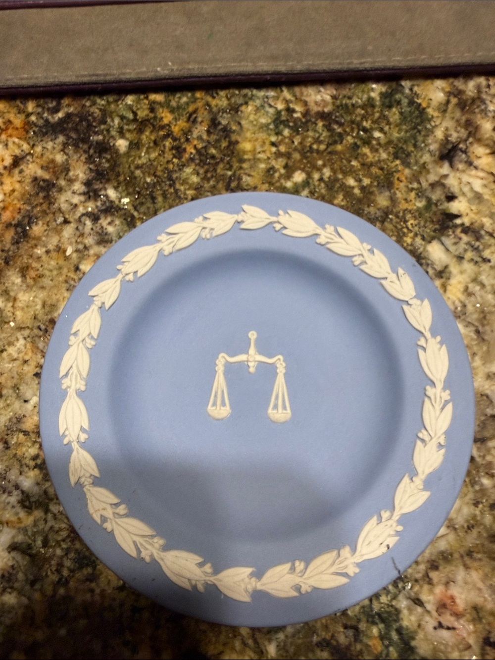 Wedgwood Blue and Cream Jasperware Plate with Libra Motif
